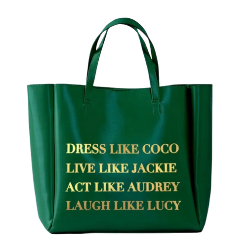 Green Never Full Tote w/Strap